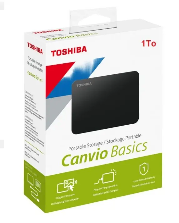 Disque dur externe Toshiba Canvio Basics 1 TB 2.5″ – USB 3.0 Noir